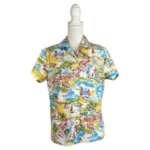 Vintage Karen Scott Sport 80s 90s Hawaiian Button Down Shirt Resort Tropical
